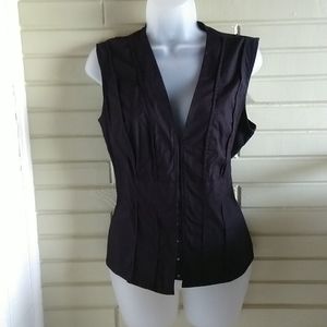 Black front snap blouse